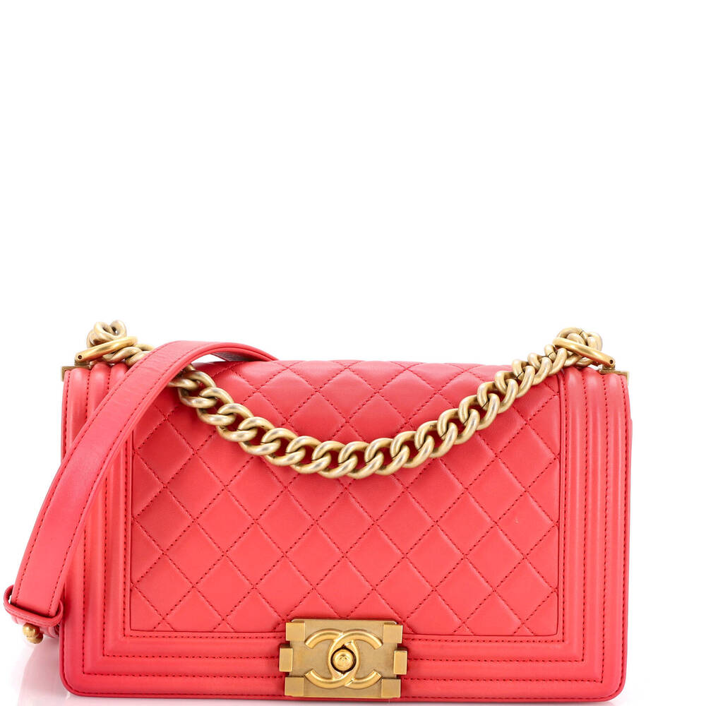 Chanel Old Medium Boy Flap Bag Quilted Lambskin